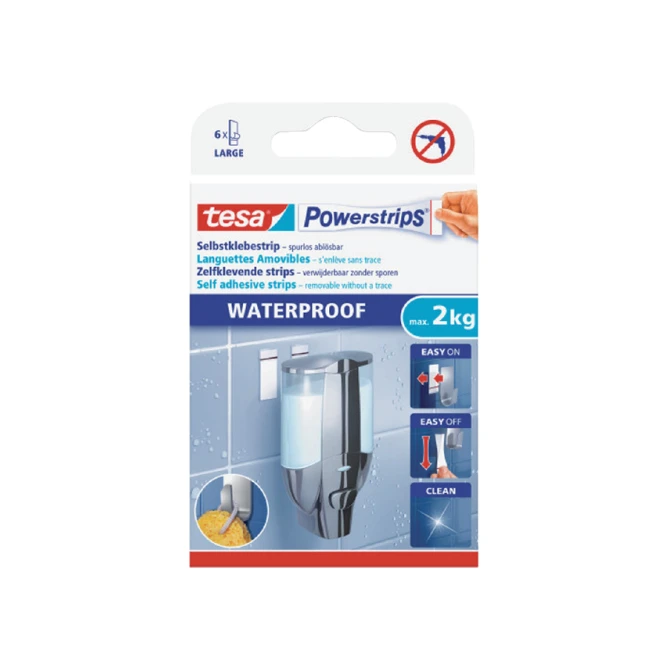 Kleefstrips Powerstrips® waterproof LARGE dubbelzijdig 2kg 6 stuks