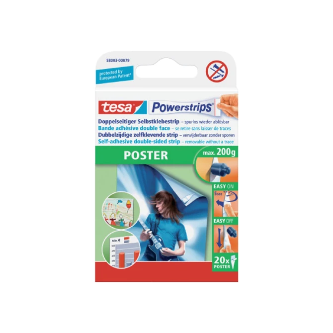 Kleefstrips tesa Powerstrips® poster dubbelzijdig 20 stuks blister 20 stuks