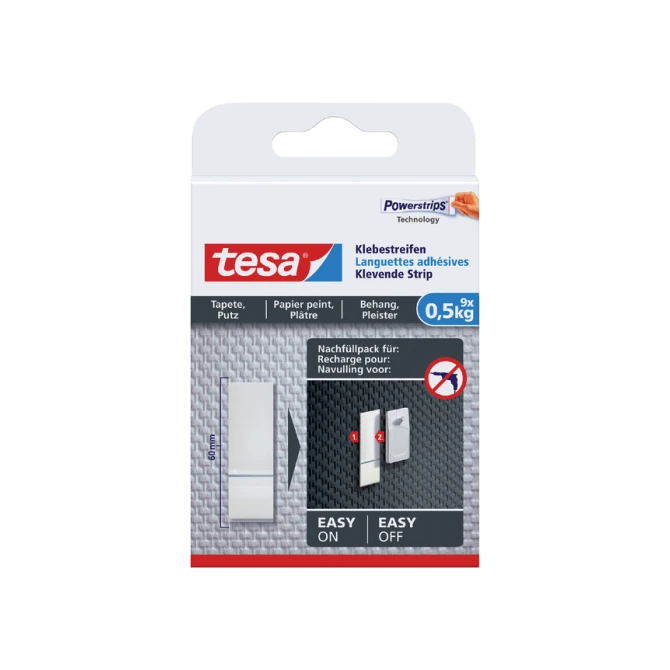 Kleefstrips tesa® behang & pleisterwerk 0,5kg wit 9 stuks 9 stuks