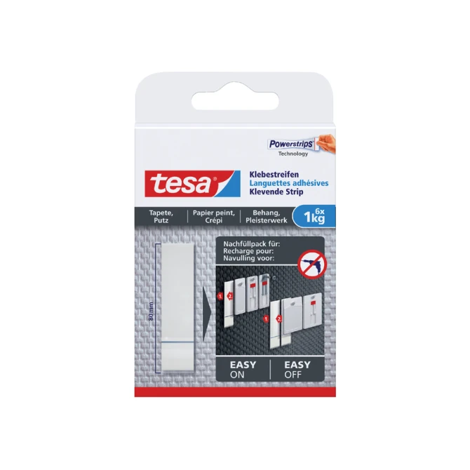 Kleefstrips tesa® behang & pleisterwerk 1kg wit 6 stuks 6 stuks
