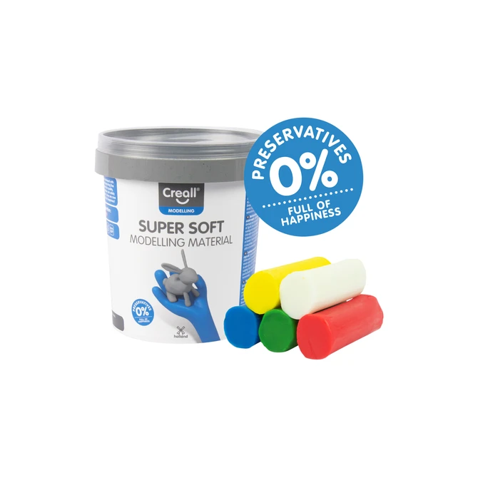 Klei Creall supersoft rood/blauw/groen/geel/wit 450gr