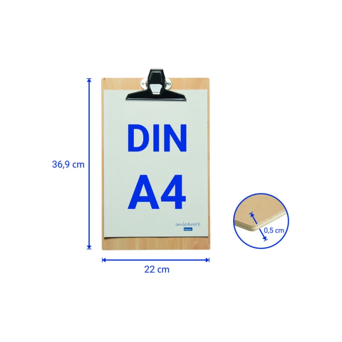 Klembord MAUL Tilia A4 staand hout 0.5 cm
