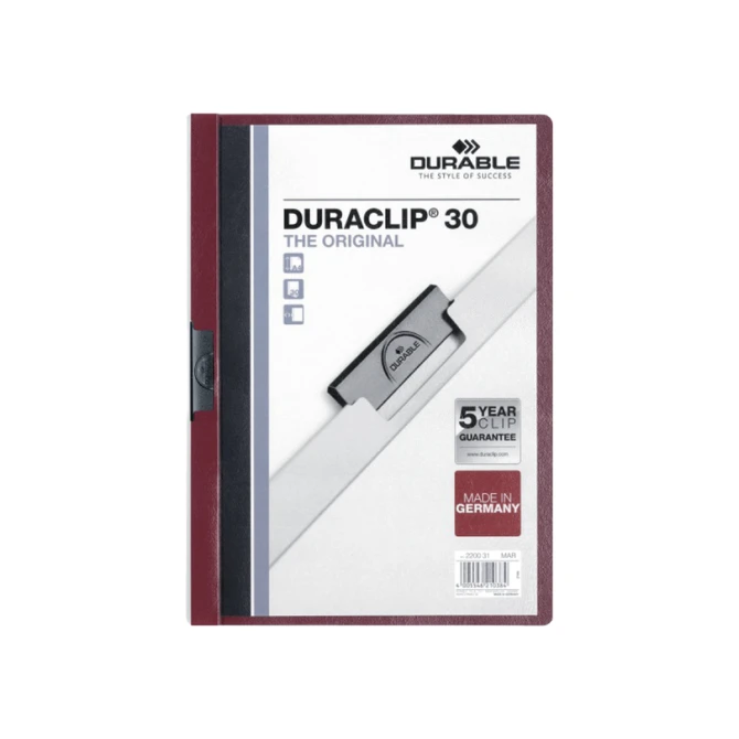 Klemmap Durable Duraclip A4 3mm 30 vellen aubergine