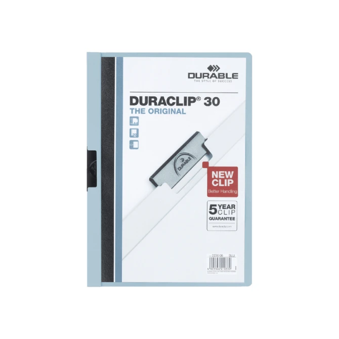 Klemmap Durable Duraclip A4 3mm 30 vellen lichtblauw