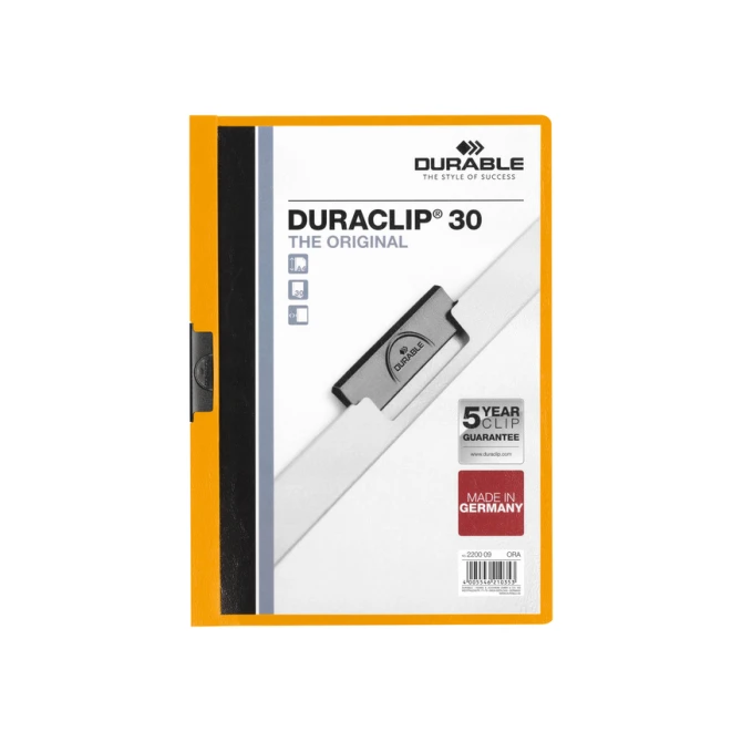 Klemmap Durable Duraclip A4 3mm 30 vellen oranje
