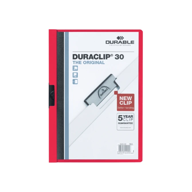 Klemmap Durable Duraclip A4 3mm 30 vellen rood