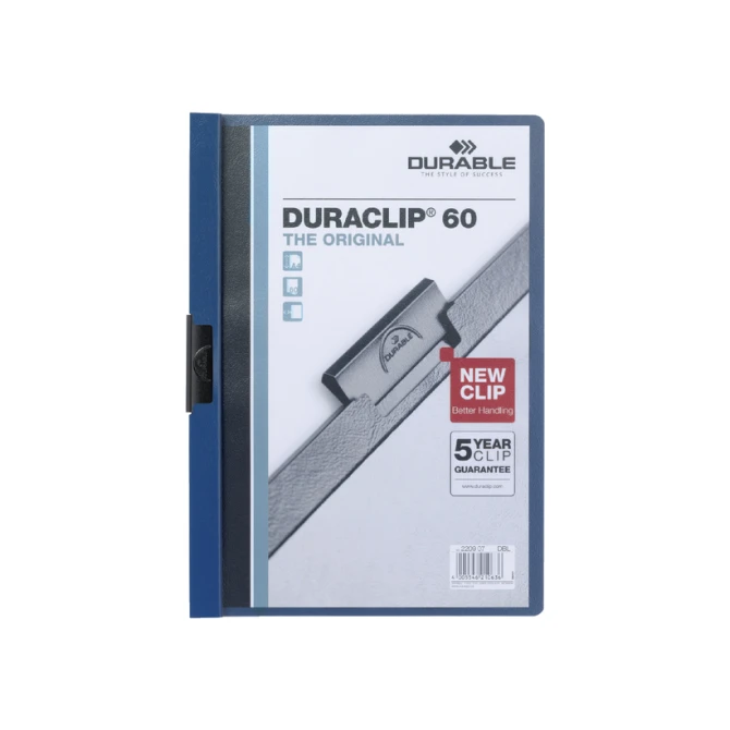 Klemmap Durable Duraclip A4 6mm 60 vellen donkerblauw