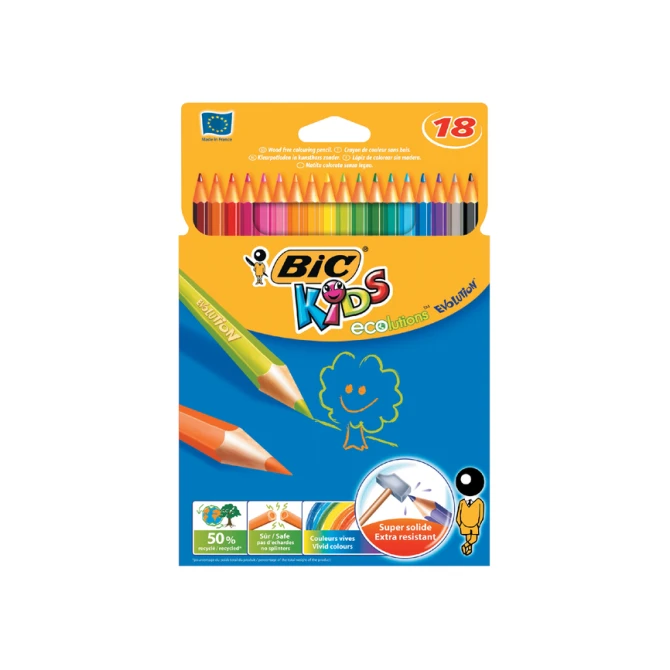 Kleurpotloden BicKids Evolution ecolutions ass blister à 18st