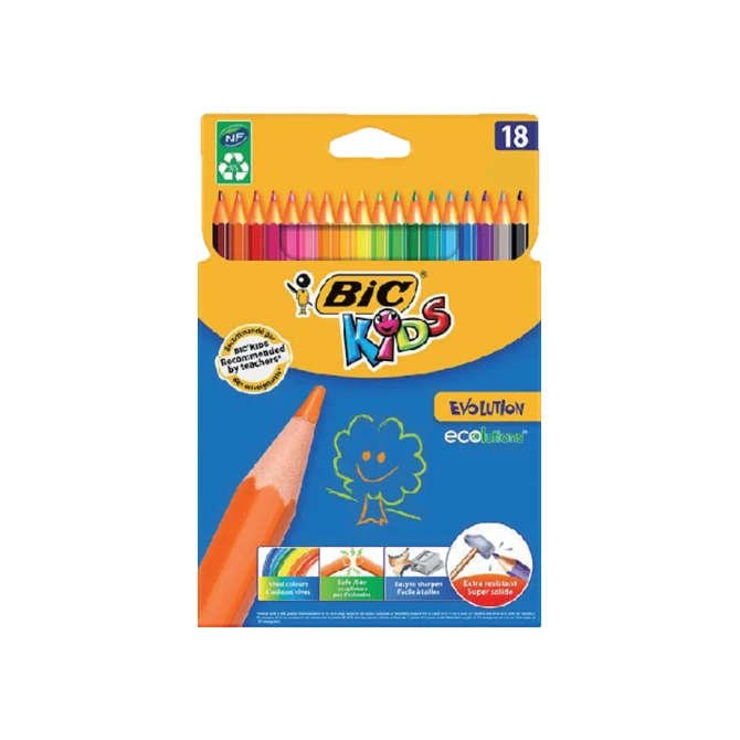 Kleurpotloden BicKids Evolution ecolutions ass blister à 18st