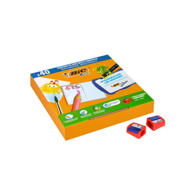 Kleurpotloden Bickids Multi Surface + 2 puntenslijpers ass 10kl 40st