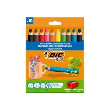 Kleurpotloden BicKids Multi Surface + puntenslijper assorti 10 stuks Kleurpotloden BicKids Multi Surface + puntenslijper assorti 10 stuks