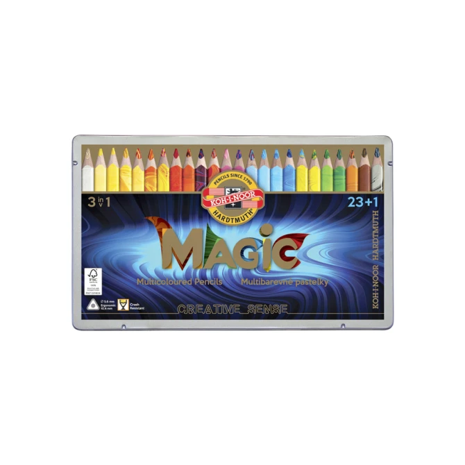 Kleurpotloden Koh-i-Noor Jumbo Magic doos 24  kleuren