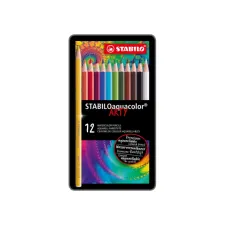 Kleurpotloden STABILO 1612 aquacolor assorti blik à 12 stuks Kleurpotloden STABILO 1612 aquacolor assorti blik à 12 stuks