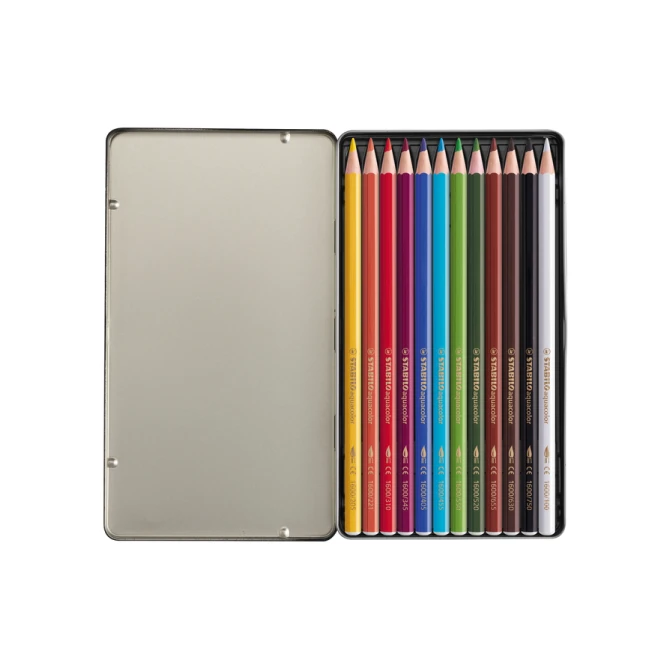 Kleurpotloden STABILO 1612 aquacolor assorti blik à 12 stuks