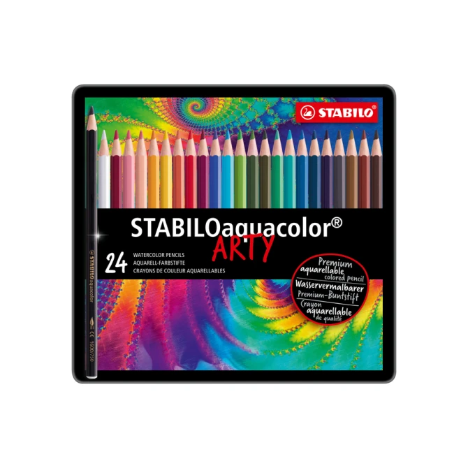 Kleurpotloden STABILO 1624 aquacolor assorti blik à 24 stuks