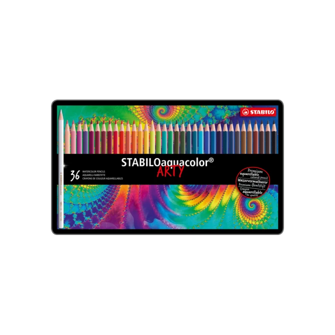 Kleurpotloden STABILO 1636 aquacolor assorti blik à 36 stuks