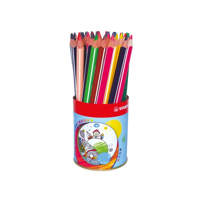 Kleurpotloden STABILO 203 Trio dik assorti classpack blik à 38 stuks