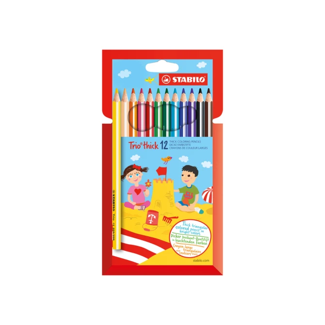 Kleurpotloden STABILO 203 Trio dik assorti kartonnen etui à 12 stuks