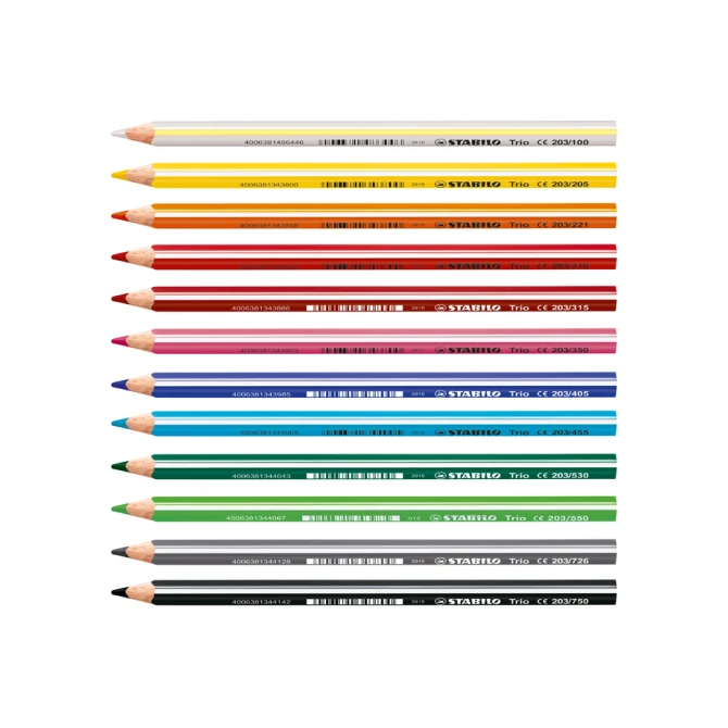 Kleurpotloden STABILO 203 Trio dik assorti kartonnen etui à 12 stuks