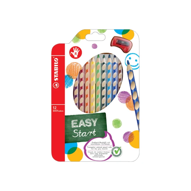 Kleurpotloden STABILO 331 Easycolors rechtshandig inclusief puntenslijper assorti etui à 12 stuks