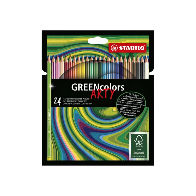 Kleurpotloden STABILO 6019 GREENcolors Arty assorti etui à 24 stuks