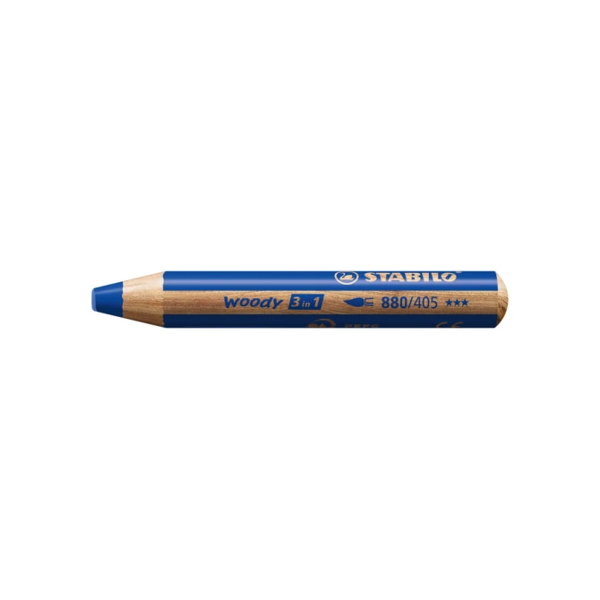 Kleurpotloden STABILO 880 woody 3 in 1 multitalent blauw