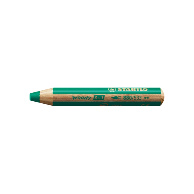 Kleurpotloden STABILO 880 woody 3 in 1 multitalent groen