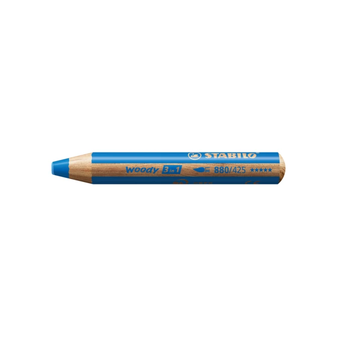 Kleurpotloden STABILO 880 woody 3 in 1 multitalent middelblauw