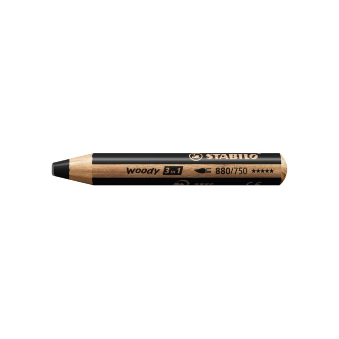 Kleurpotloden STABILO 880 woody 3 in 1 multitalent zwart