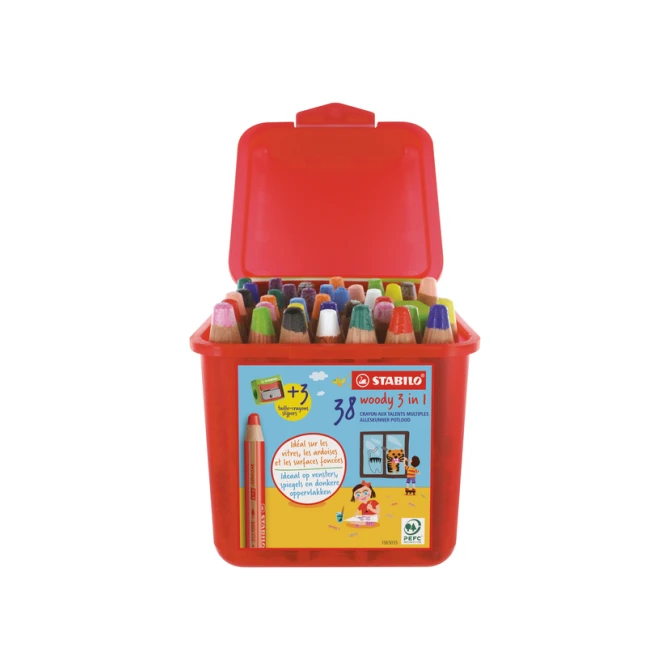 Kleurpotloden STABILO 882 woody 3 in 1 incl 2 slijpers classpack 48st
