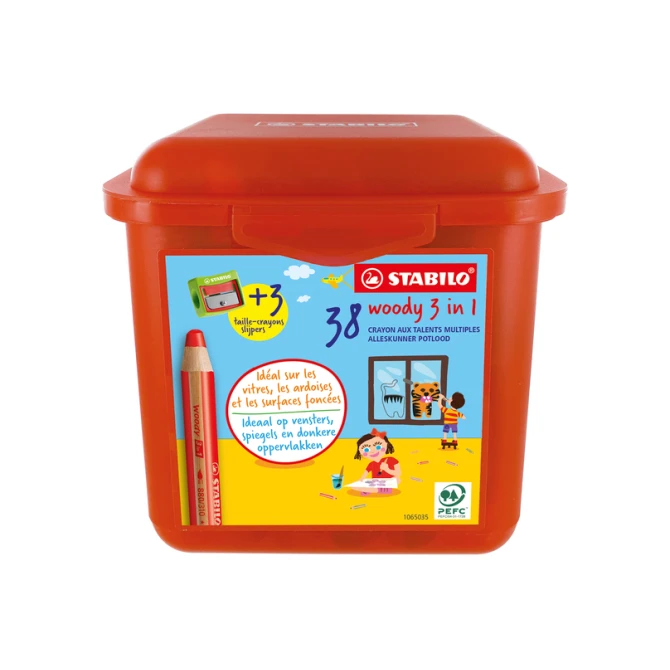 Kleurpotloden STABILO 882 woody 3 in 1 incl 3 slijpers classpack 38st