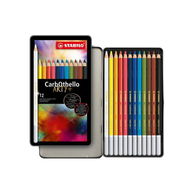 Kleurpotloden STABILO CarbOthello kalkpastel assorti blik à 12 stuks
