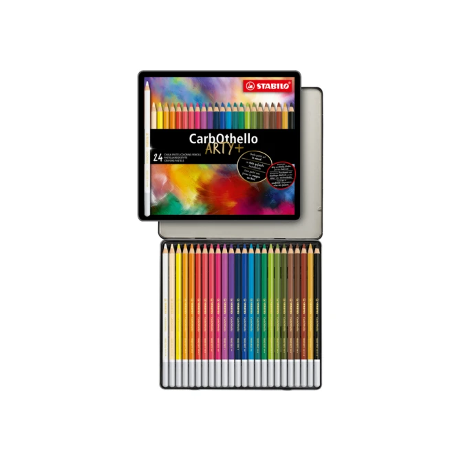 Kleurpotloden STABILO CarbOthello kalkpastel assorti blik à 24 stuks