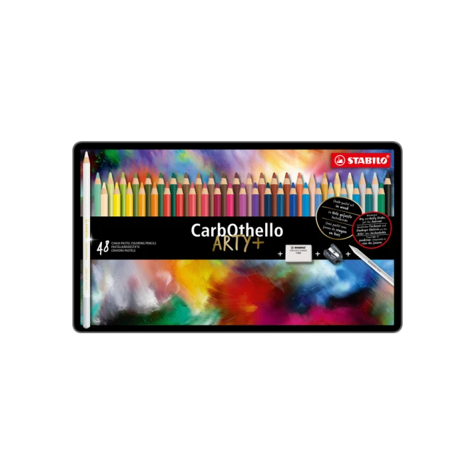Kleurpotloden STABILO CarbOthello kalkpastel assorti blik à 48 stuks