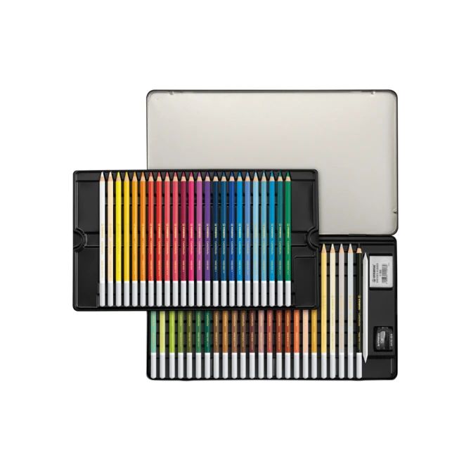 Kleurpotloden STABILO CarbOthello kalkpastel assorti blik à 48 stuks