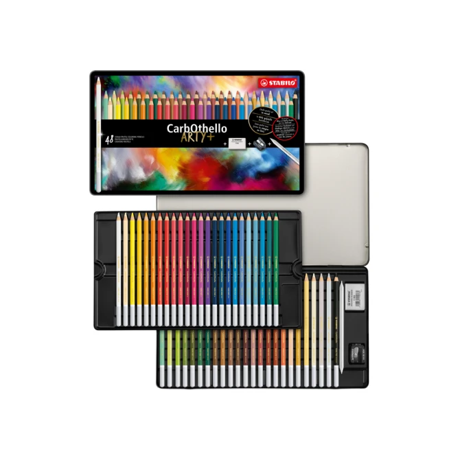 Kleurpotloden STABILO CarbOthello kalkpastel assorti blik à 48 stuks
