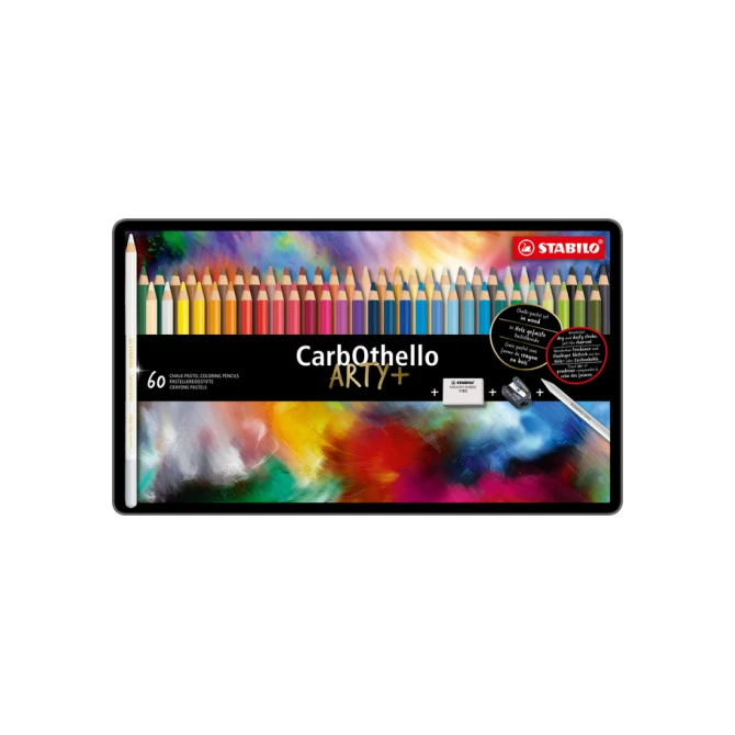 Kleurpotloden STABILO CarbOthello kalkpastel assorti blik à 60 stuks