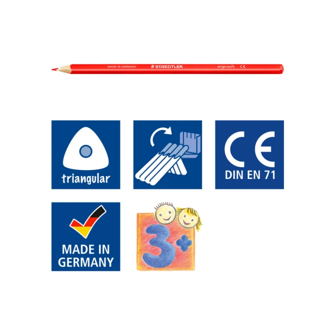 Kleurpotloden Staedtler Ergosoft driekantig 12stuks assorti