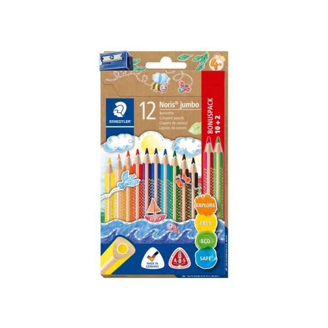 Kleurpotloden Staedtler Noris jumbo set à 10+2 kleuren gratis