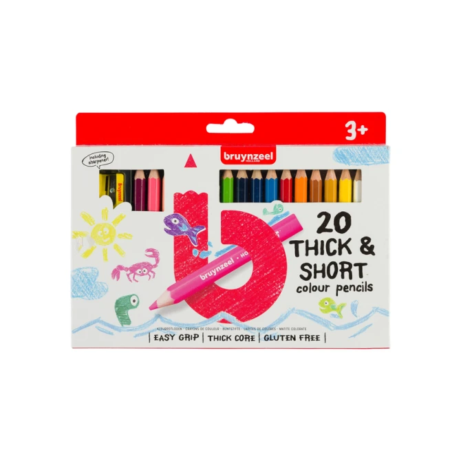 Kleurpotlood Bruynzeel Kids Thick & Short set à 20 kleuren