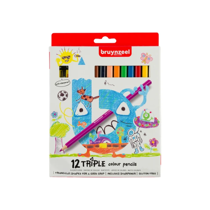 Kleurpotlood Bruynzeel Kids Triple set à 12 kleuren