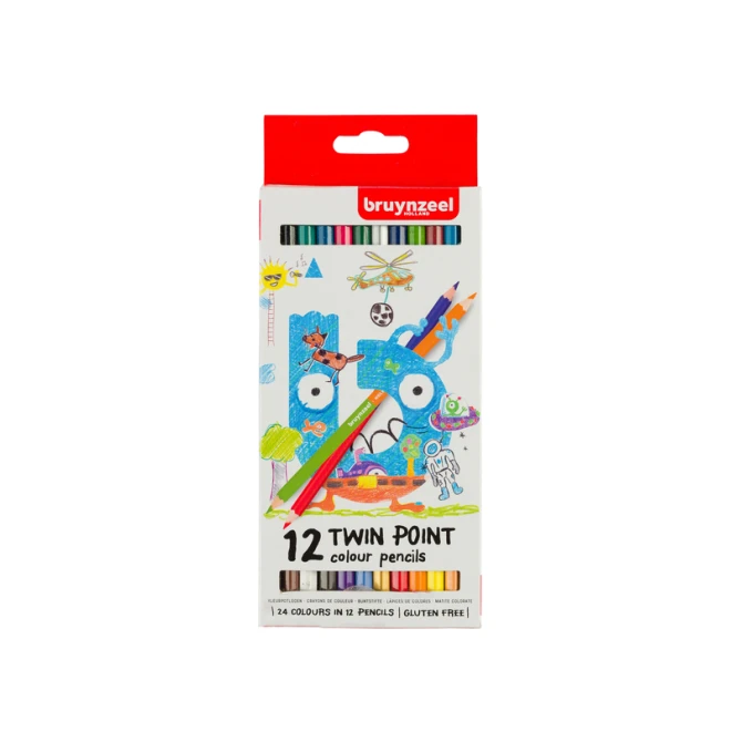 Kleurpotlood Bruynzeel Kids Twin Point set à 12 kleuren