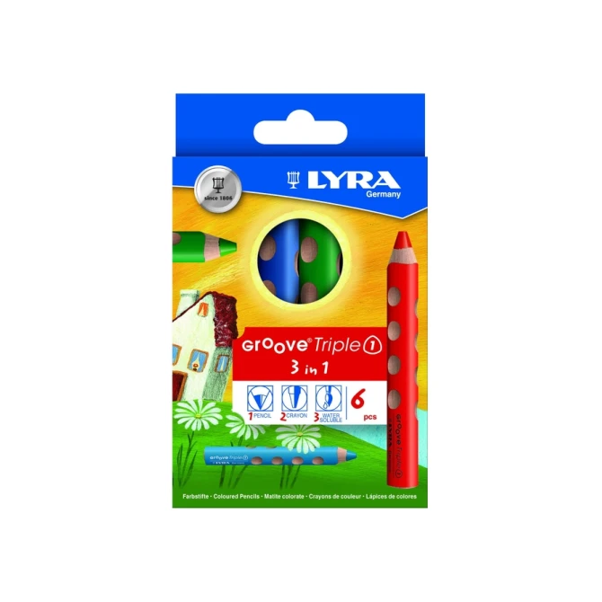 Kleurpotlood LYRA Groove Triple One extra dik set à 6 kleuren
