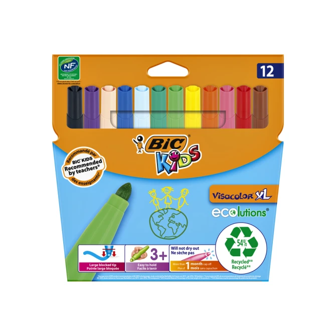 Kleurstiften BicKids Visacolor XL Ecolutions assorti etui á 12 stuks