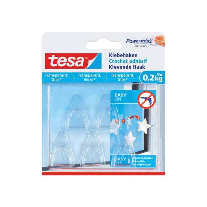 Klevende haak tesa® 0,2kg transparant 5 stuks
