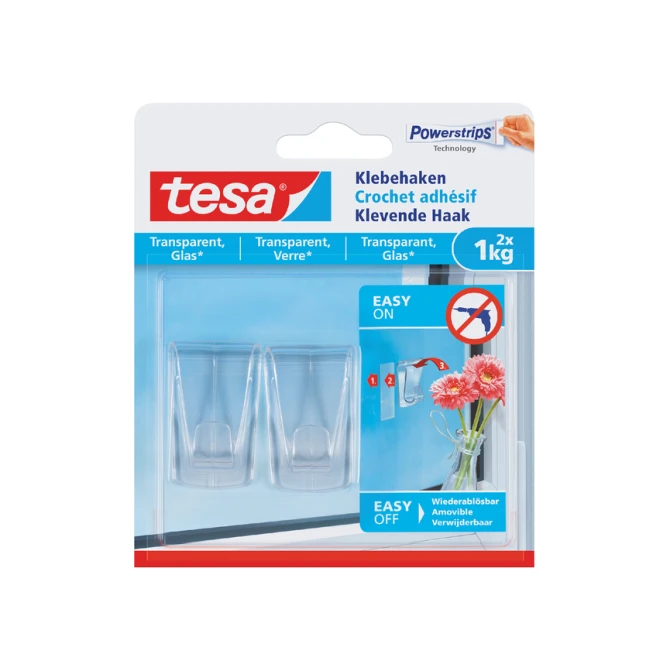 Klevende haak tesa® 1kg transparant 2 stuks