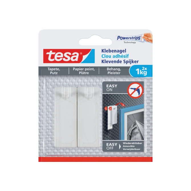 Klevende spijker tesa® behang en pleisterwerk 1kg wit 2 stuks