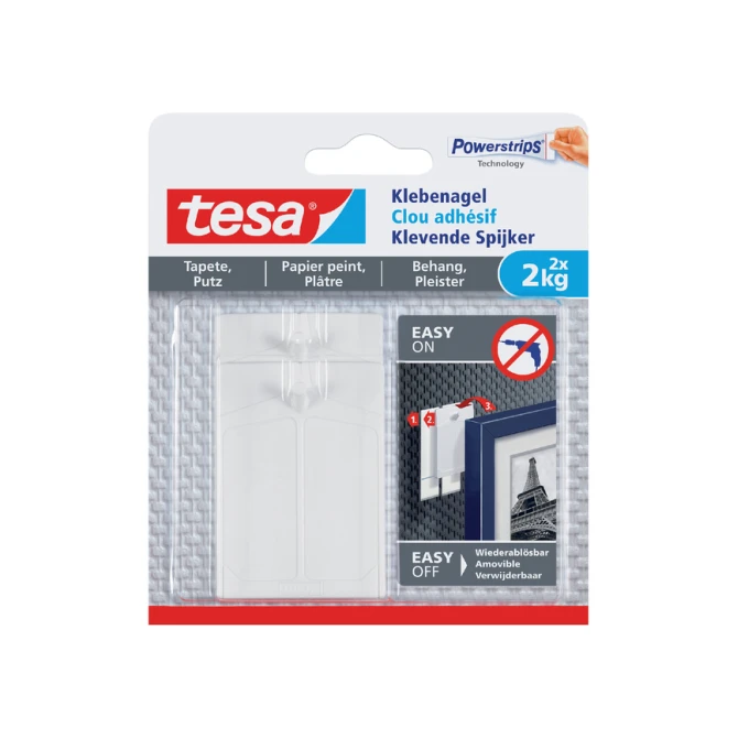 Klevende spijker tesa® behang en pleisterwerk 2kg wit 2 stuks