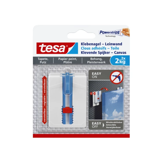 Klevende spijker tesa® canvas- behang en pleisterwerk 2kg wit 2 stuks
