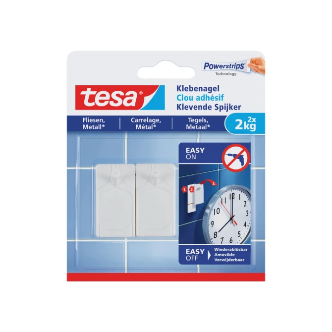 Klevende Spijker tesa® tegels & metaal 2kg wit 2 stuks